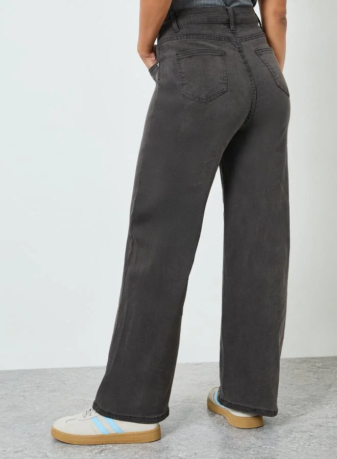 Styli Women Grey High Rise Straight Leg Jeans